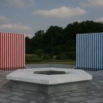 Daniel Buren – Muri Fontane a 3 colori per un esagono