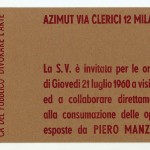 Invitation for the exhibition Consumazione dell'arte Dinamica del pubblico Divorare l'arte. Courtesy Fondazione Piero Manzoni, Milan
