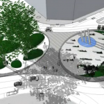 Rendering del progetto di Piero Pizzi Cannella per Piazza Bainsizza 1