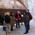 Premio Arte Laguna 2012, Venezia - il curatore Igor Zanti con alcuni ospiti, durante l'allestimento