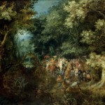 Jan Brueghel il Vecchio - Paesaggio boscoso con la Tentazione di S. Antonio - 1595 ca. - collezione privata - courtesy Galleria Luigi Caretto