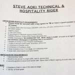 "Steve Aoki, Technical & Hospitality Rider"