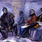 Giuseppe Flangini, scene dal set di Lust for Life, 1955, olio su tela