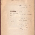 Autografo di Eugenio Montale della poesia Alla maniera di F. de Pisis nell'inviargli questo libro sul risguardo delle Occasioni (1939) - regalato a de Pisis nel 1940 - Archivio Bona de Pisis, Torino