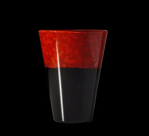 Carlo Scarpa - Laccati neri e rossi, vaso in vetro nero e rosso a incalmo - 1940