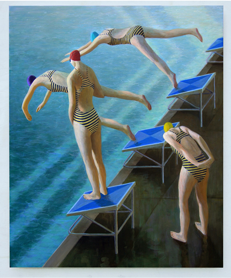 Benjamin Senior Shimmer 2011 Egg Tempera on Plywood 60cm by 50cm The Bathers