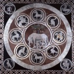 Lupa che allatta Romolo e Remo.Siena, pavimento del Duomo