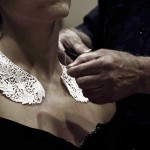 Silvia Giambrone, Teatro anatomico, 2012 - colletto ricamato sulla pell dal Dott. Franco Nucci - foto Emanuela Barilozzi