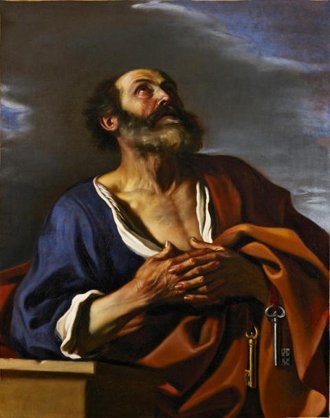 Giovanni Francesco Barbieri detto Il Guercino San Pietro pentito olio su tela 103.5 x 82 cm. Galleria Robilant Voena Un tuffo nell'antico. A Roma Palazzo Venezia ospita la Biennale Internazionale di Antiquariato: una grande mostra-mercato, festa per collezionisti, intenditori e appassionati