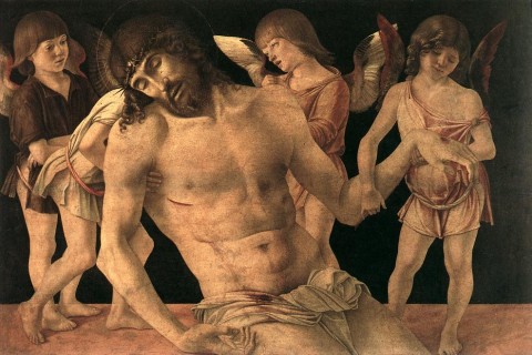 Giovanni Bellini Dead Christ Supported by Angels Pietà WGA01666 La silenziosa Pietà di Bellini