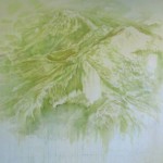 Osservazione della natura in stato di quiete - Caterina Sbrana, Succo d_erba (Google Earth), 2012, succo vegetale e pigmenti su tela grezza