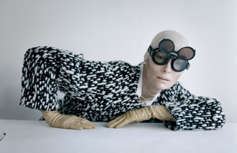 Tim Walker - Tilda Swinton and aviator googles, Fashion: Yves St Laurent, Reykjavik, Iceland, 2011