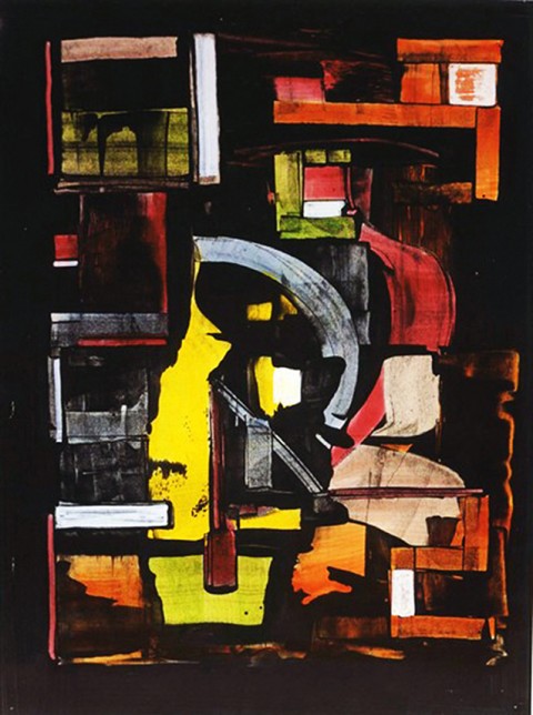 Manlio Rho Guazzi Composizione 1957 13 tecnica mista su carta 695 x 50cm Roberta Lietti Arte Contemporanea Como 2012 Gli ultimi Guazzi di Manlio Rho