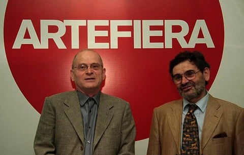 Giorgio Verzotti e Claudio Spadoni1 Bologna, Palazzo Pepoli, parlano Claudio Spadoni, Giorgio Verzotti, Gianfranco Marianello: i nuovi direttori vi raccontano Arte Fiera. Un po' di anticipazioni, tra italianità, grandi classici e sguardo internazionale