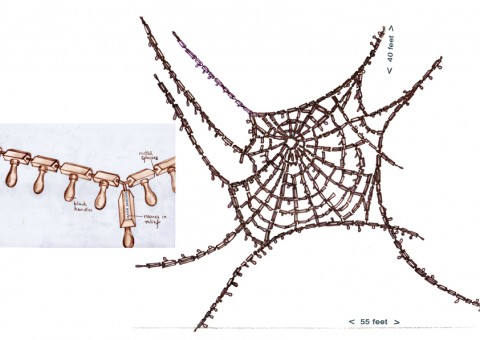 Reena Kallat, Untitled (Cobweb_Crossings), commissione pubblica di ZegnArt per il Dr. Bhau Daji Lad Museum di Mumbai, disegni e schizzi