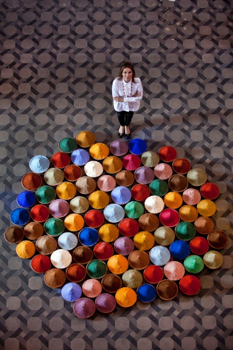 Sonia Falcone, Campi di colore, 2013, 81 vasi di terracotta - photo Luis E. Sosa