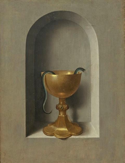 Hans Memling, Calice di San Giovanni Evangelista, verso, National Gallery of Art, Washington 