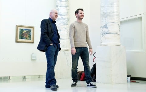 Francesco Bonami con Alessandro Cattelan, divulgatore per Sky Arte