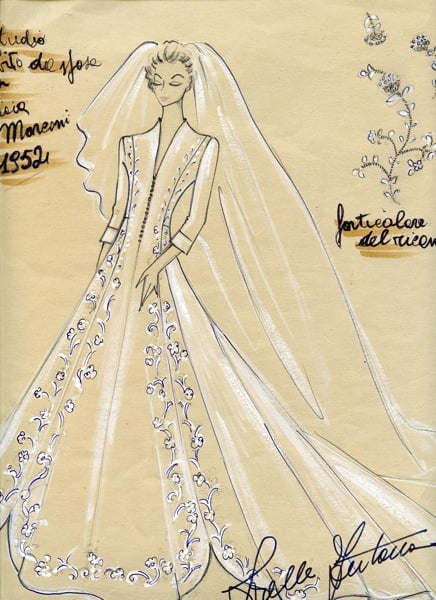 1952 - Bozzetto per l’abito da sposa Donna Gioia Marconi Braga - courtesy Fondazione Micol Fontana, Roma