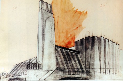 Antonio Sant’Elia, Edificio industriale con torre angolare, databile 1913