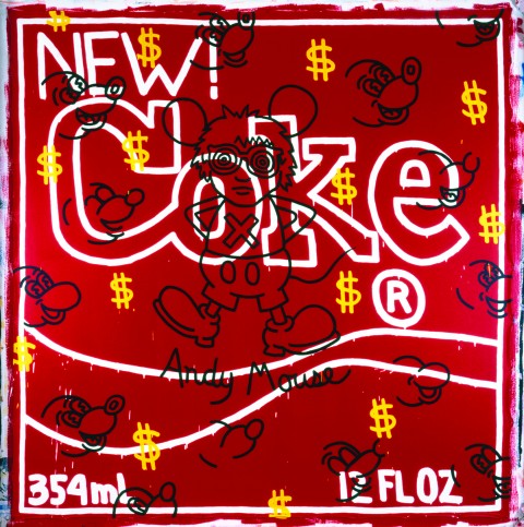 Keith Haring, Andy Mouse – New Coke, 1985 - courtesy Galerie Gmurzynska - © Keith Haring Foundation