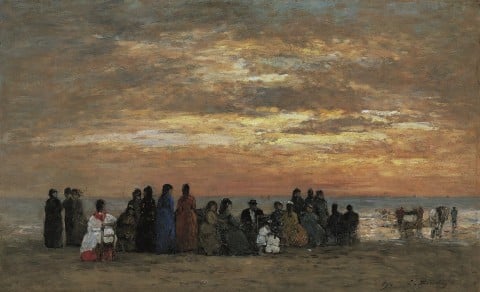 Eugène Boudin, Scène de plage, 1869 - Madrid, Collection Carmen Thyssen-Bornemisza