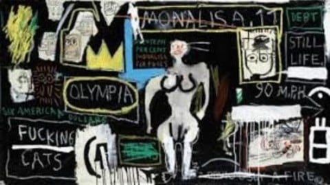Art è Crown Hotel (Mona Lisa Black Background) di Jean-Michel Basquiat