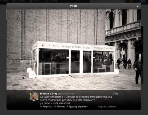 Il gabbiotto di piazza San Marco così come è stato twittato da Massimo Bray