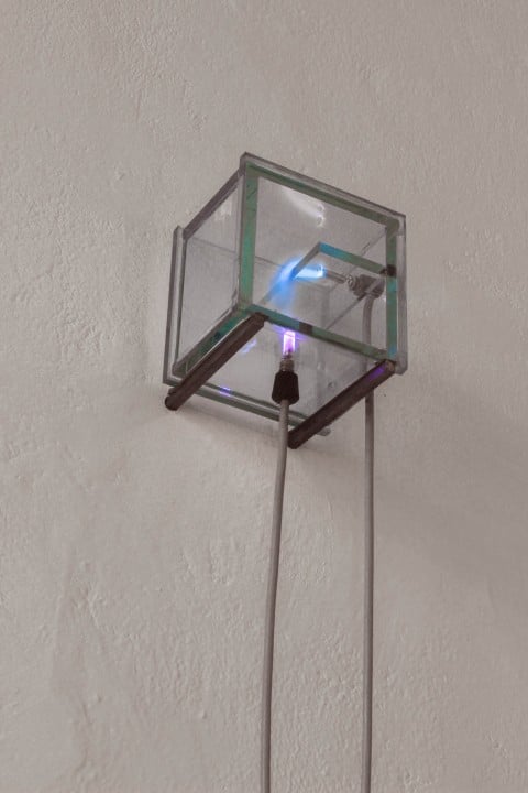Josè Angelino, Senza titolo, 2013, vetro, acciaio, gas argon