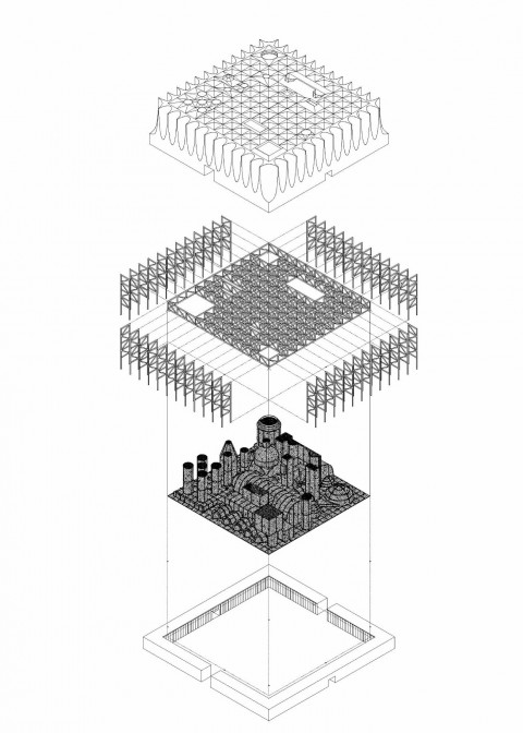 Baukuh, padiglione italiano per l’expo 2010, Shanghai (2008), esploso assonometrico