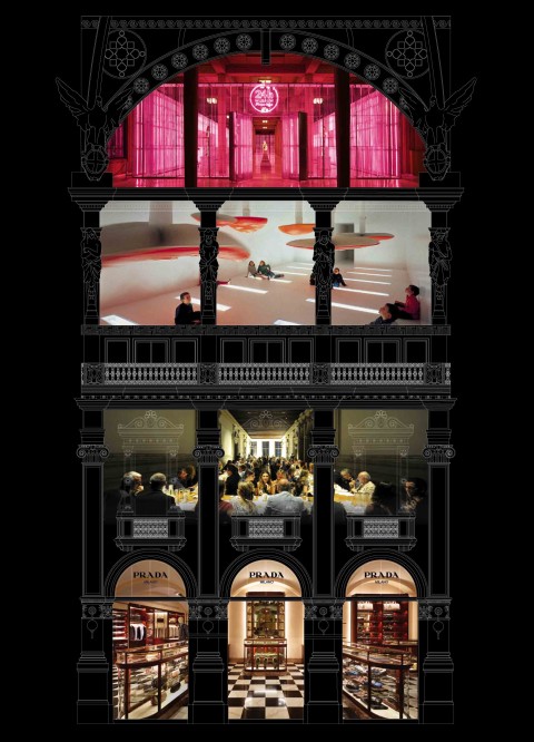 Milano, il render del nuovo progetto Prada Galleria