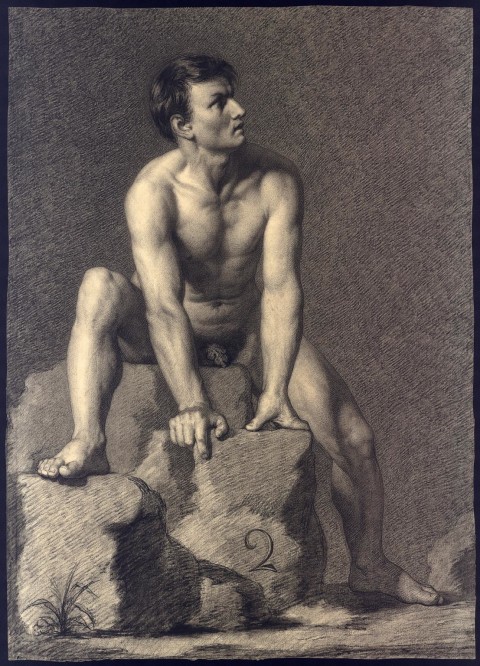 Il Piccio, Nudo maschile, 1820, disegno a matita su carta, cm. 52x37,5