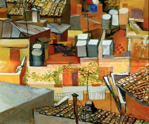 Renato Guttuso, I tetti di via Leonina con rampicante, 1962-1964, olio su tela, cm 106 x 85 - courtesy Galleria d’Arte Maggiore, Bologna