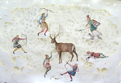 Vanni Cuoghi, Il dono del Grande Cervo, 2012, acquerello su carta, 75x110 cm