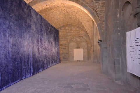 Trame - veduta della mostra presso la Basilica di Santa Maria Maggiore, Bergamo 2013