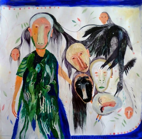 Silvia Mei - Autoritratto confusa, tec mista su carta, 100x100cm, 2013.(1)