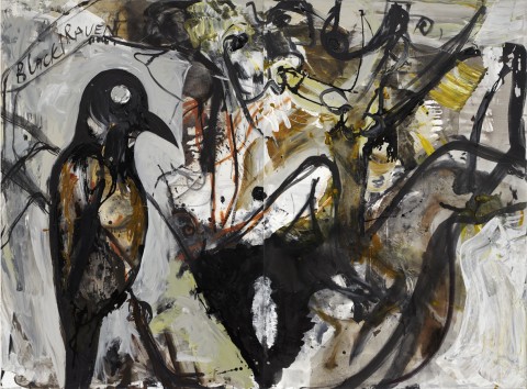 Tsibi Geva, Black Raven, 2012, dittico, acrilico su tela - collezione privata