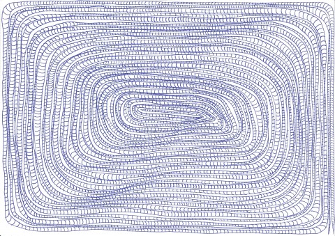 Alice Mandelli,Vermi, 2004, dalla serie di disegni Vermi, penna a sfera su carta A4