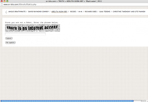 Adelita Husni-Bey, Black water, 201; as part of Truth exhibition on or-bits.com