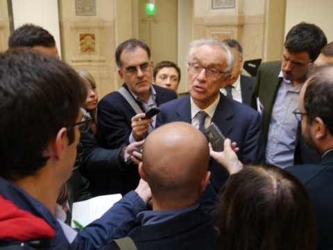 Giovanni Bazoli, presidente del Consiglio di Sorveglianza di Intesa Sanpaolo alla presentazione di Wunderkammer