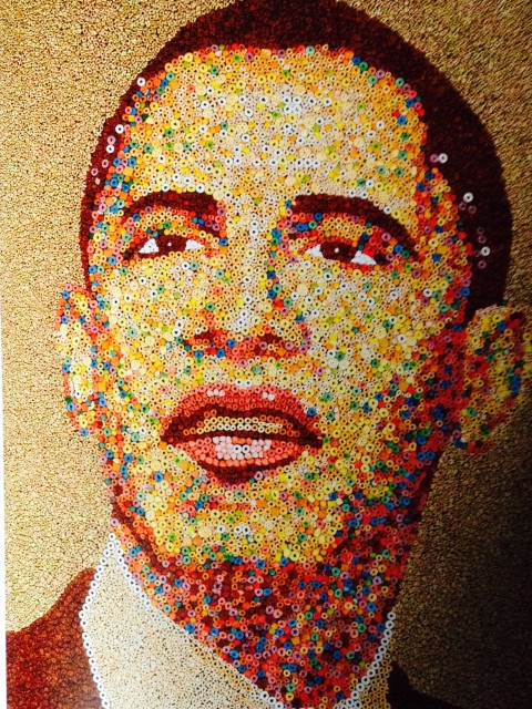 Hanck Willis Thomas & Ryan Alexiev, Ritratto di Obama fatto con cereali - courtesy Wild Art, ed by David Carrier and Joachim Pissarro, Phaidon, 2013