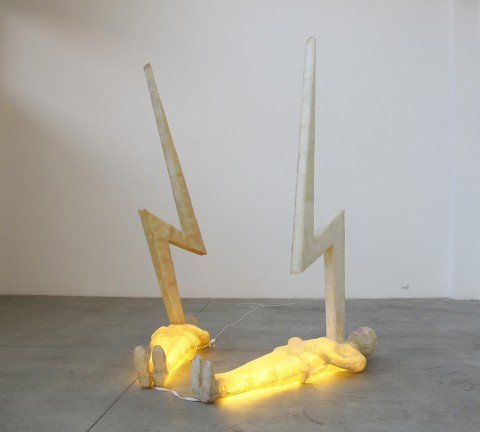 Dennis Oppenheim, Lightening Bolt Men, 2001