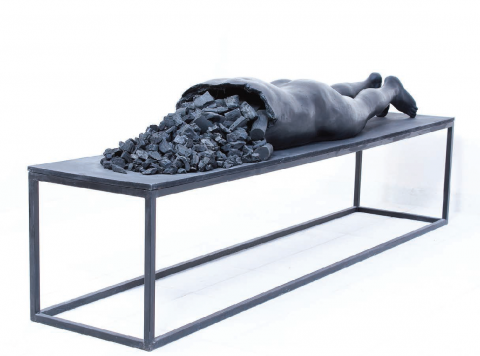 Giuseppe Agnello, Metamorfosi, 2010, gesso monocromo e carbone