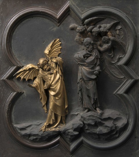 particolare  della Tentazione di Cristo durante il restauro, courtesy Opera di Santa Maria del Fiore, foto Antonio Quattrone