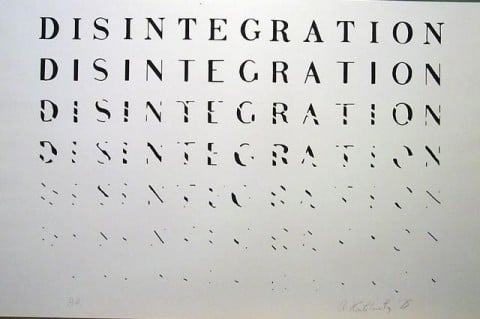 Richard Kostelanetz, Disintegration, from Word Prints, screenprint , 1975