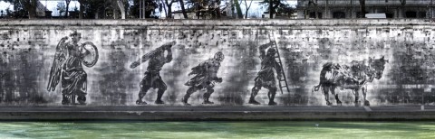 Il randering de progetto di Kentridge per il Lungotevere