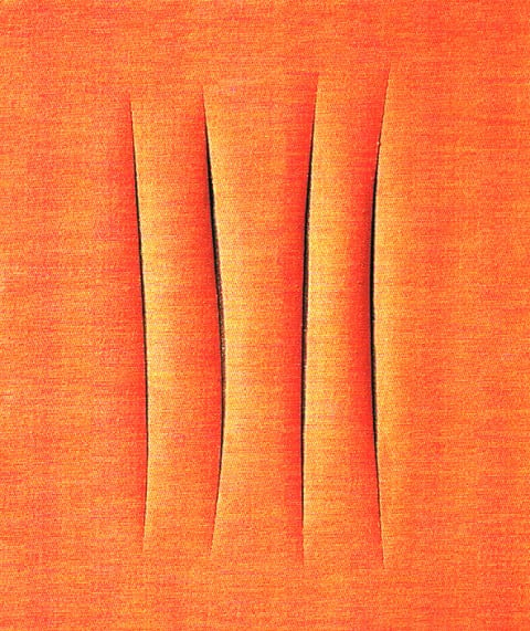 Lucio Fontana, Concetto spaziale, Attese, 1961, idropittura su tela, coll. privata, Roma