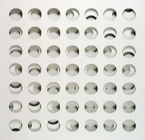 Paolo Scheggi, Intersuperficie curva bianca, 1966, (PS 0059), acrylic on overlapping canvas 133 x 133 x 6 cm, Private Collection