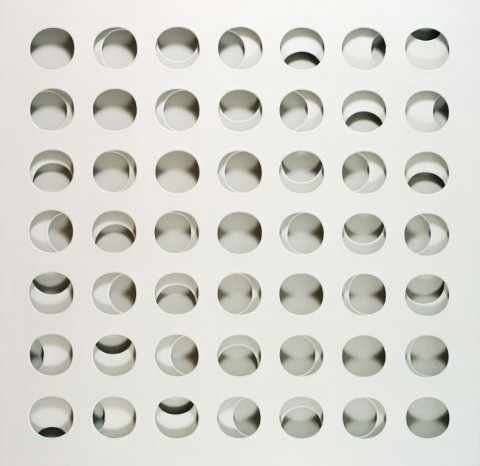 Paolo Scheggi, Intersuperficie curva bianca, 1966, (PS 0059), acrylic on overlapping canvas 133 x 133 x 6 cm, Private Collection