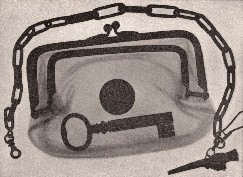 Dott. Bonetti, Radiografia di una borsa, 1897 - dal volume di Q. Majorana, La scarica elettrica attraverso i gas, etc., 1897